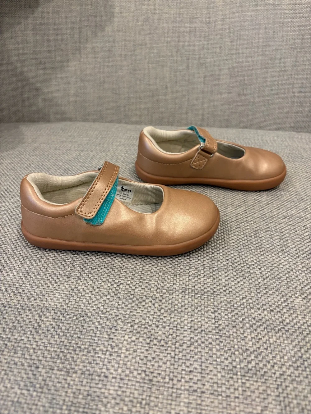Ten Little Mary Janes, Rose Gold, Old Size 10 (New Size 9.5)